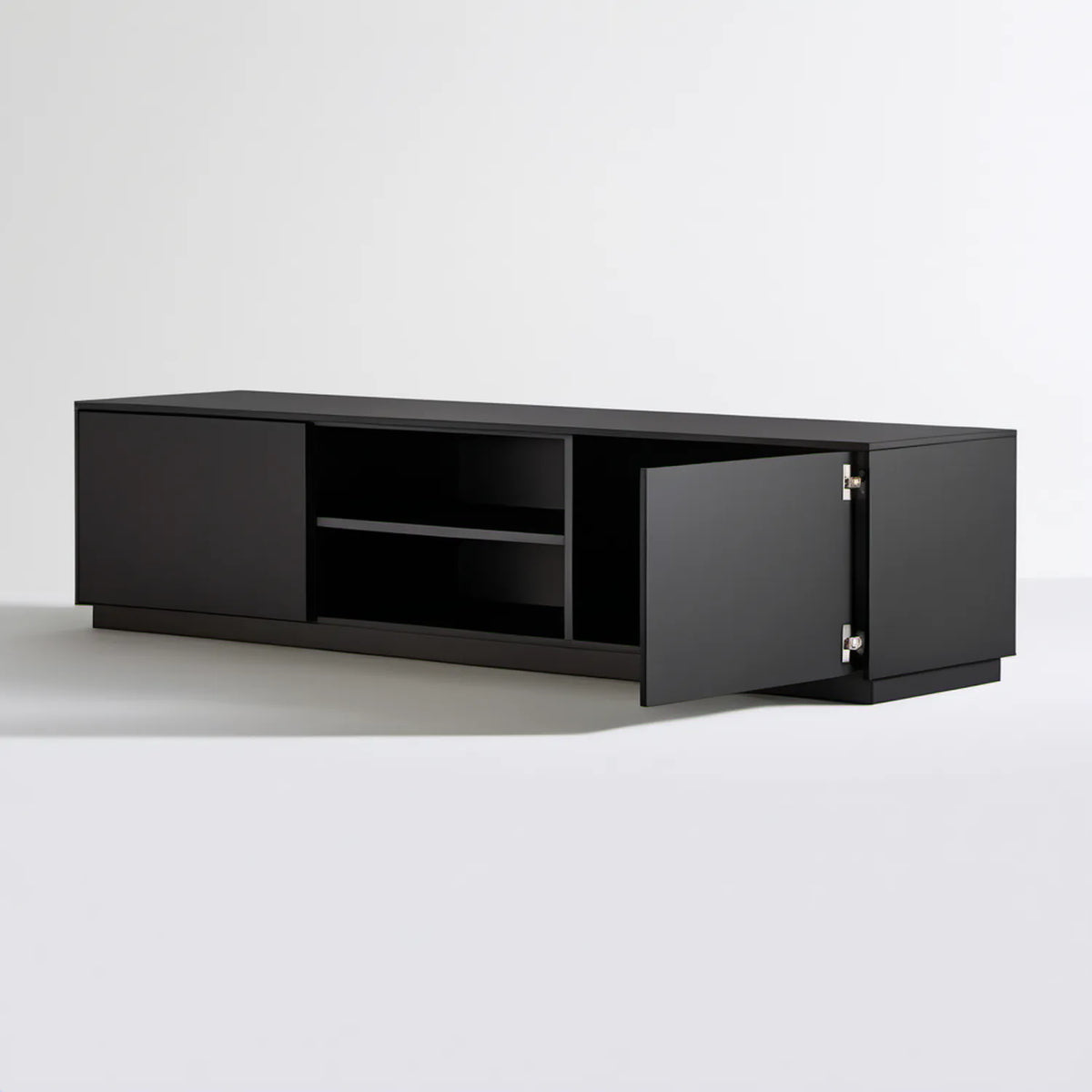 Czarna szafka pod telewizor 160 x 40 x 45 cm z płyty laminowanej