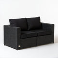 Dwuosobowa sofa ogrodowa z technorattanu, czarna, 124 x 67 x 80 cm