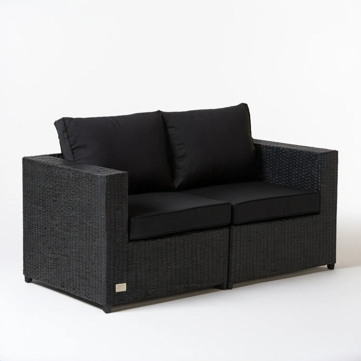 Dwuosobowa sofa ogrodowa z technorattanu, czarna, 124 x 67 x 80 cm