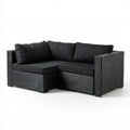 Czarna sofa ogrodowa 2-osobowa z technorattanu PE 124 x 66 x 63 cm